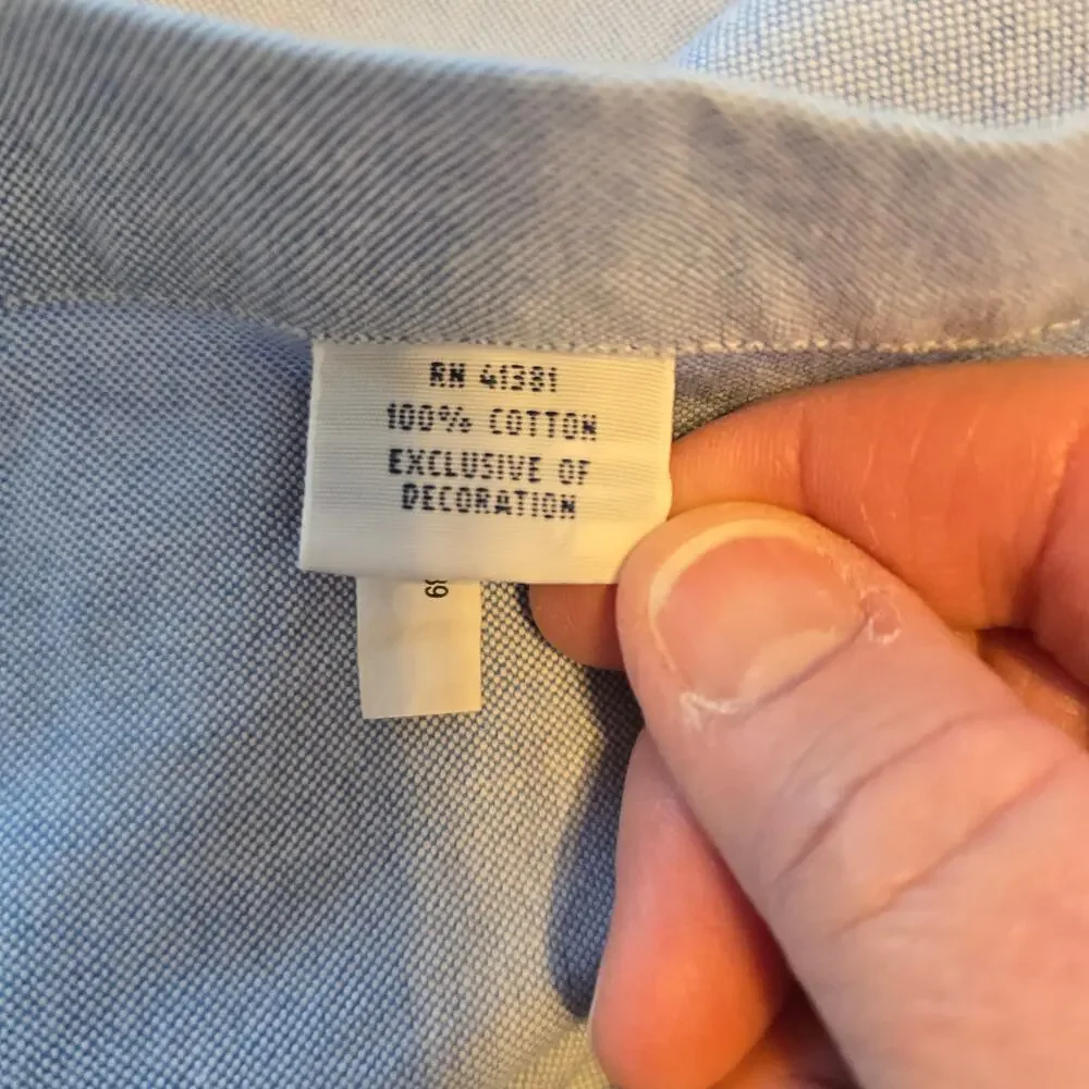 Polo Golf Ralph Lauren Shirt L Blue Cotton Oxford Contrast Pocket Preppy Classic
